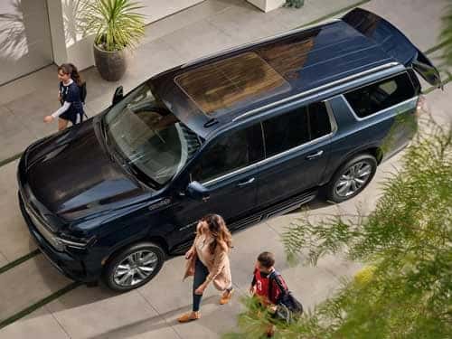 2023 Chevy Suburban aerial view of vehicle parked on street