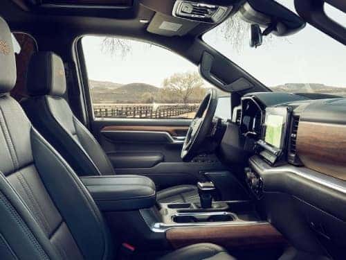2024 Chevrolet Silverado 1500 interior view showing front seats and dash