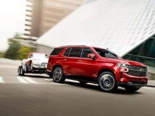 2024 Chevy Tahoe towing a small trailer