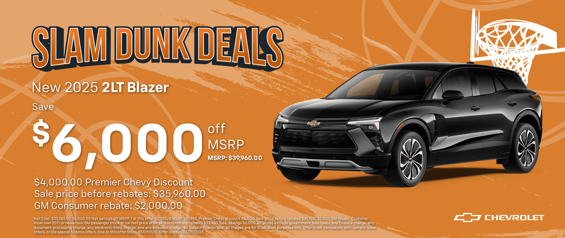 New 2025 2LT Blazer, Save $6,000 off MSRP. MSRP: $39,960.00