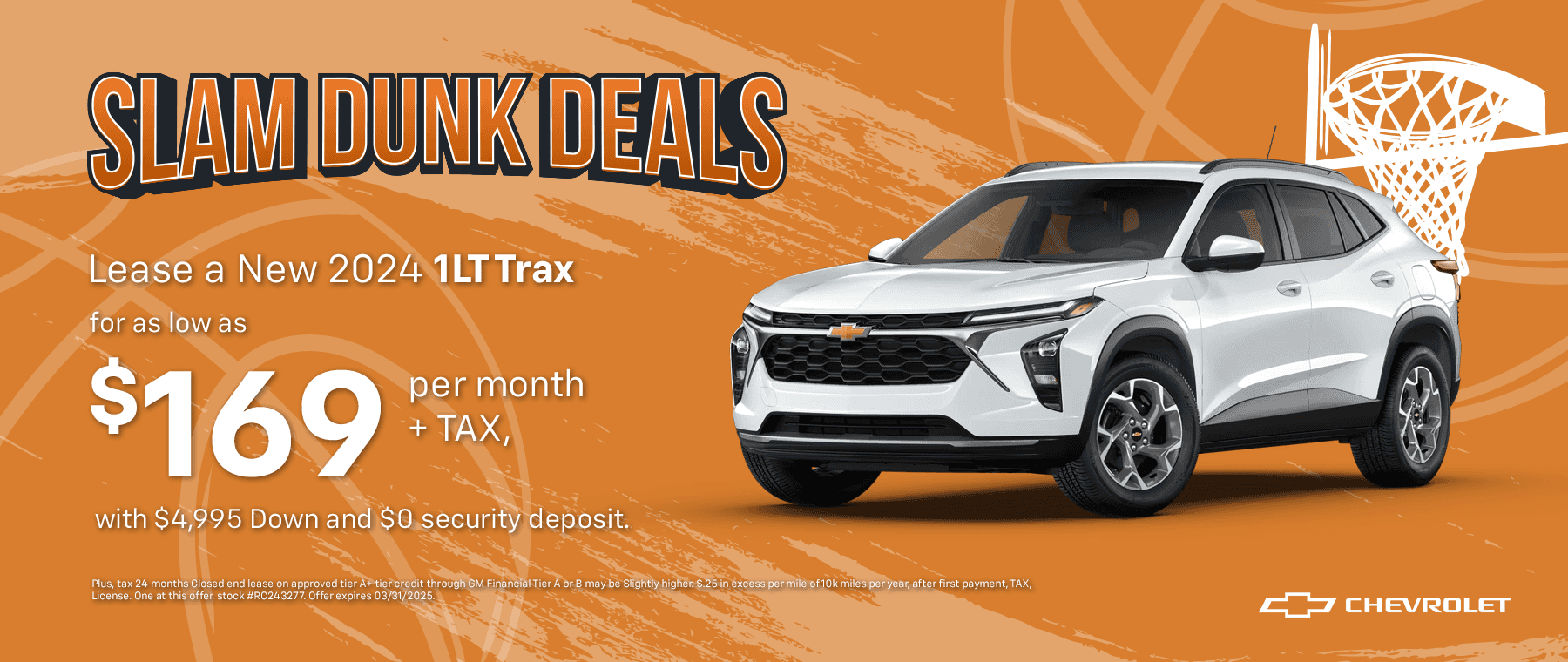 Lease a New 2024 1LT Trax, for as low as $169 per month + TAX,