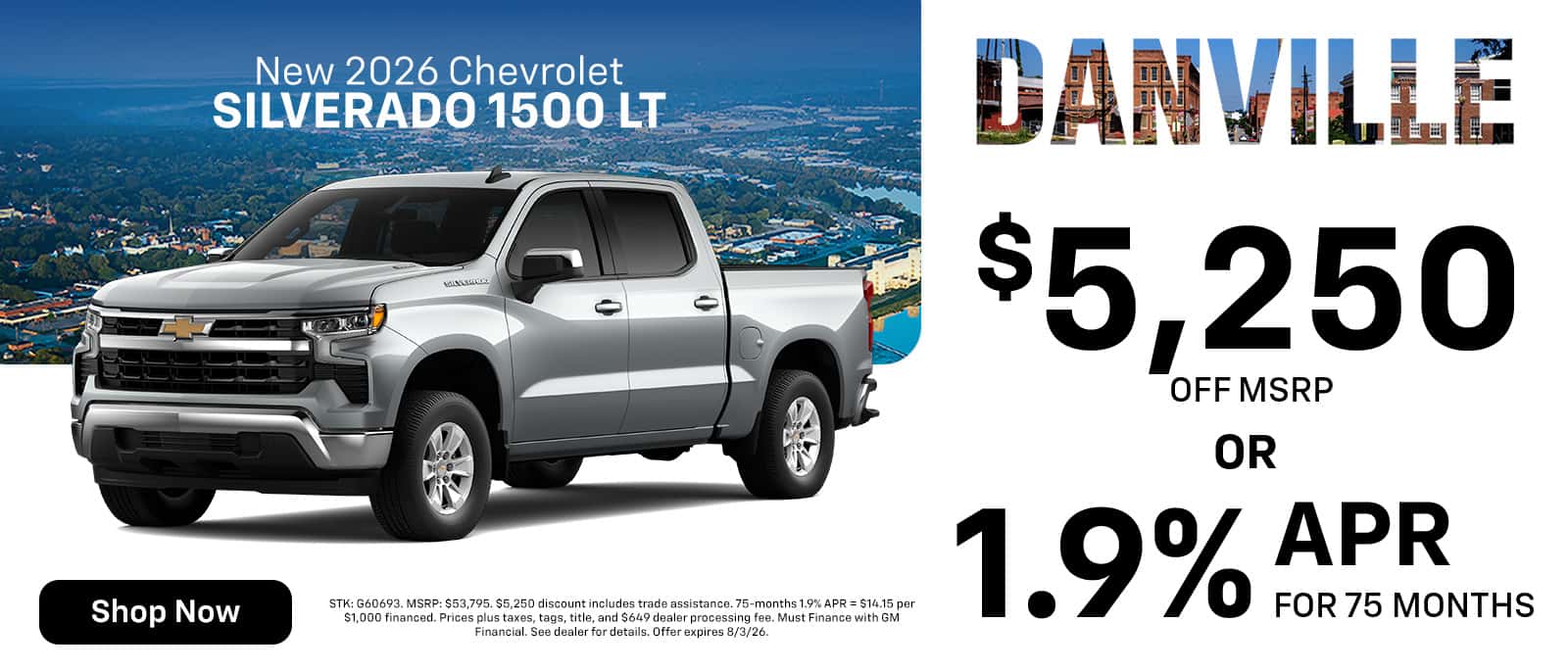 New 2026 Chevrolet Silverado 1500 LT $5,250 Off MSRP OR 1.9% APR for 75 Months