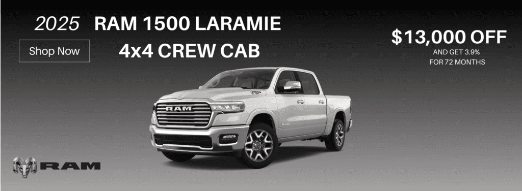 2025 RAM 1500 Laramie 4x4 Crew Cab $13K OFF + 3.9% APR for up to 72 months