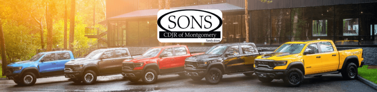 Lineup of Ram trucks available at SONS CDJR of Montgomery.