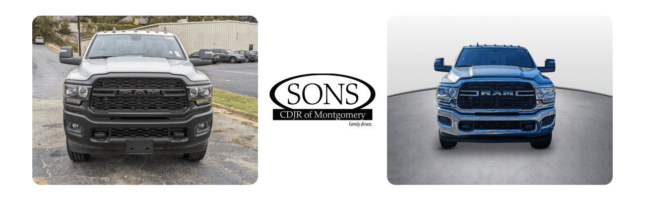 SONS CDJR dealership in Montgomery, Alabama, offering a 2500 Ram.