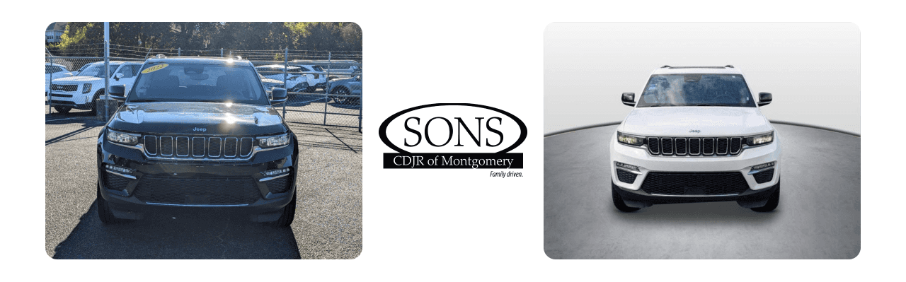 SONS CDJR dealership in Montgomery showcasing Jeep 4XE models.