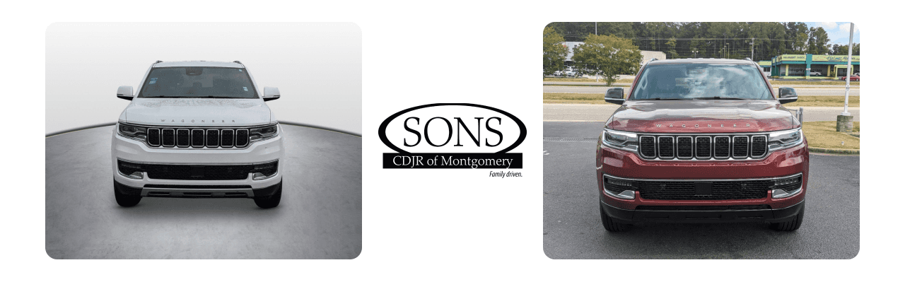 SONS CDJR dealership in Montgomery featuring a range of Jeep SUVs for sale.