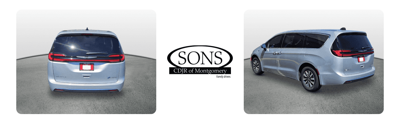The minivan was parked outside SONS CDJR of the Montgomery dealership, showcasing a family-friendly vehicle option for Prattville residents.