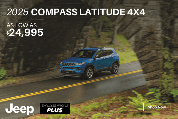 2025 Jeep Compass Latitude 4x4 As Low As $24,995