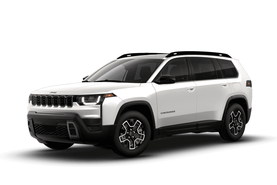2026 CHEROKEE 4X4 in Bright White Clear-Coat Exterior Paint in three quarter angle.
