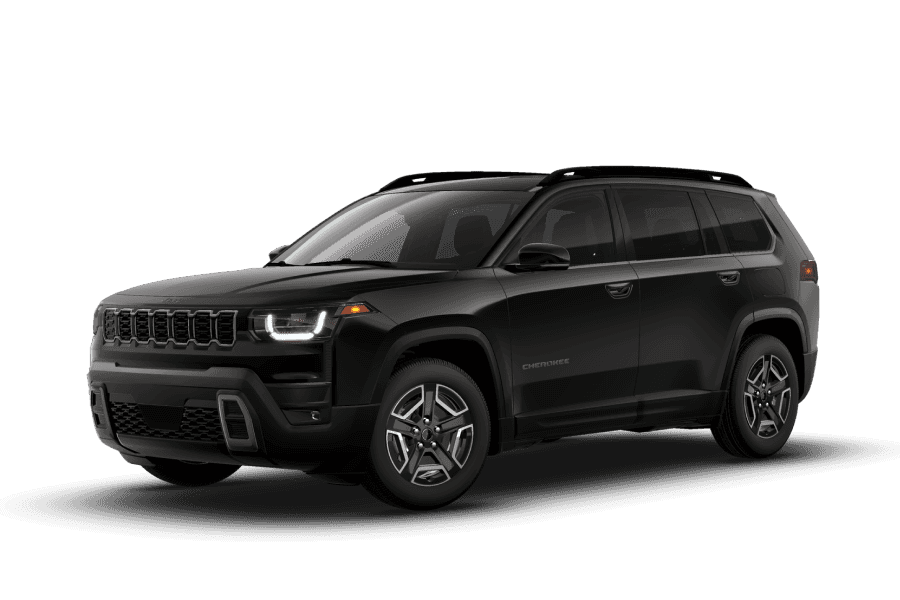 2026 CHEROKEE LIMITED 4X4 in Diamond Black Crystal Pearl coat in three quarter angle.