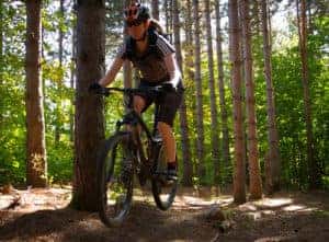 Bike riding in the woods