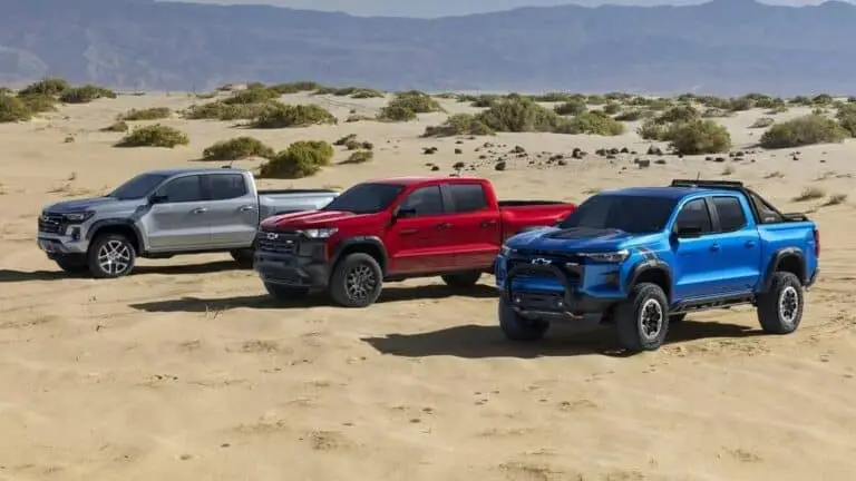 What Is The Towing Capacity Of The 2024 Chevrolet Colorado   2023 Chevrolet Colorado ZR2 Trim Line Up Of Colorado Trucks In The Sandy Desert 768x432 