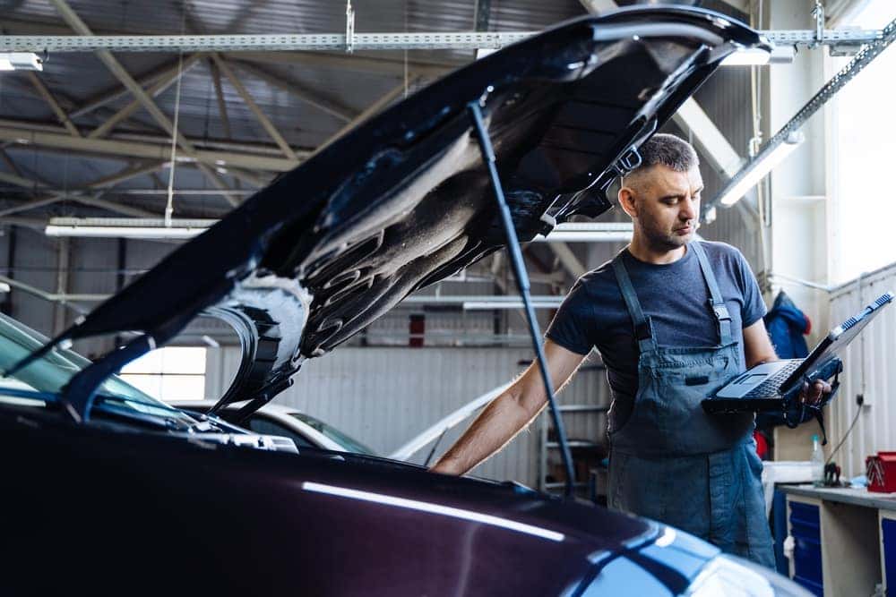 Mechanic Working on a Car