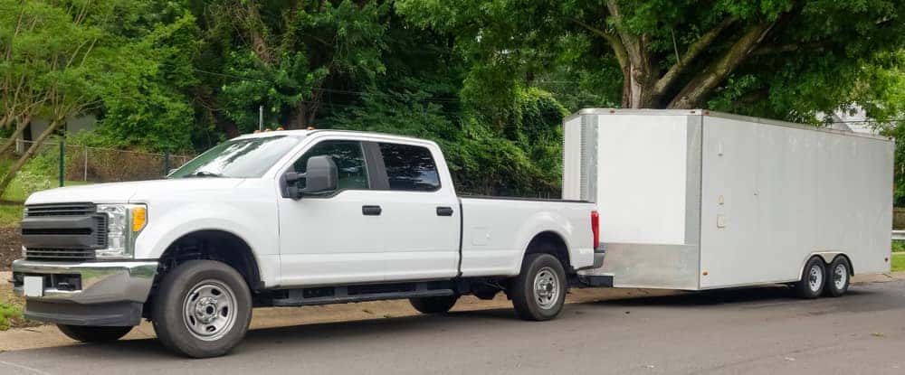 Pickup Truck With Large Utility Trailer
