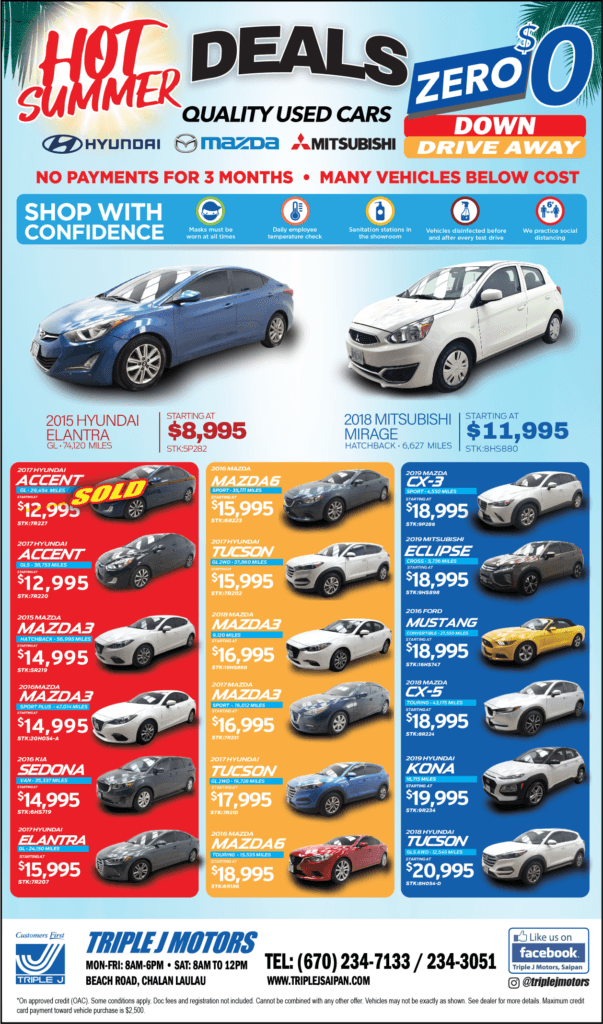 PreOwned Vehicle Specials Used Car Discounts Triple J Saipan