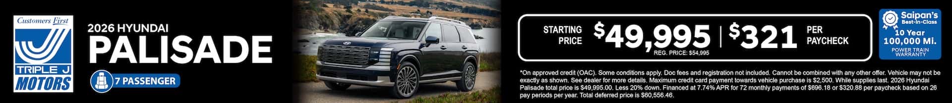 A dark blue 2026 Hyundai Palisade