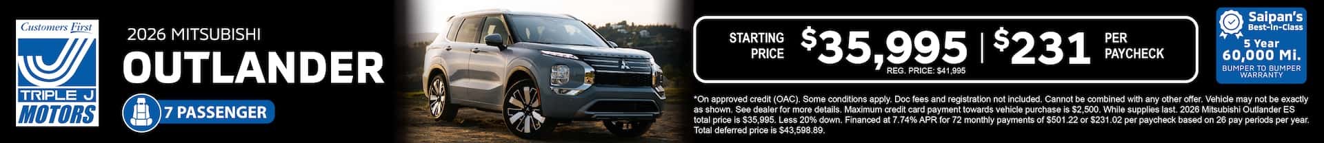 A gray 2026 Mitsubishi Outlander ES
