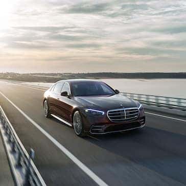 2022 Mercedes-Benz S-Class driving on a bridge