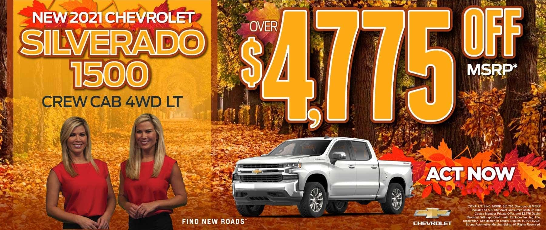 New 2021 Chevrolet Silverado 1500 Crew Cab 4WD LT - Over $4,775 off MSRP*